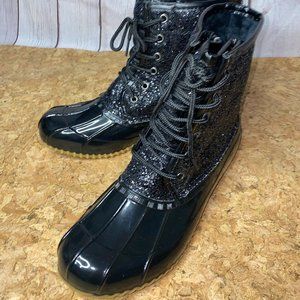 Glitter Black Duck Boots